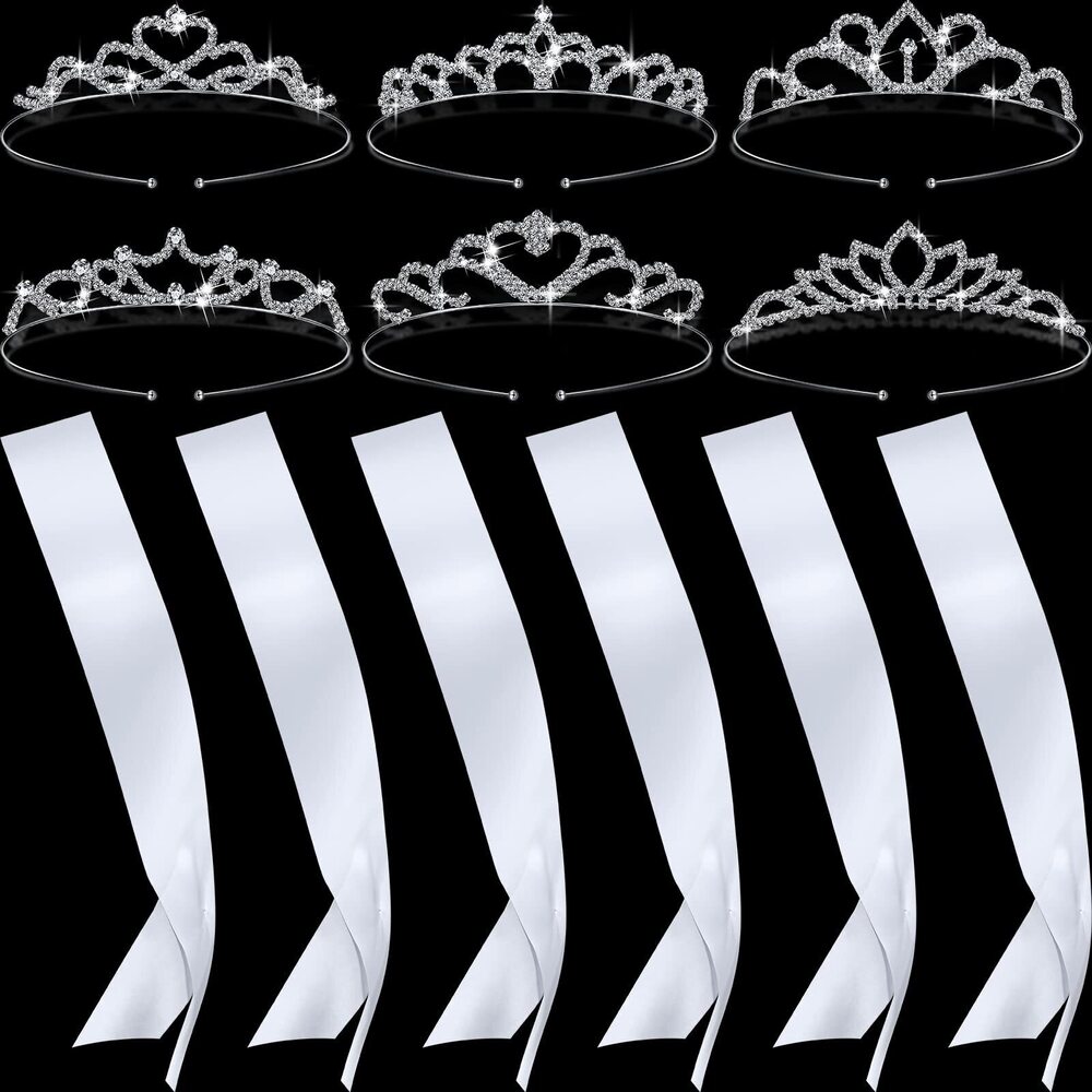 5792 6 Set Halloween Party Accessories Sashes for Pageants Prom Queen Crown